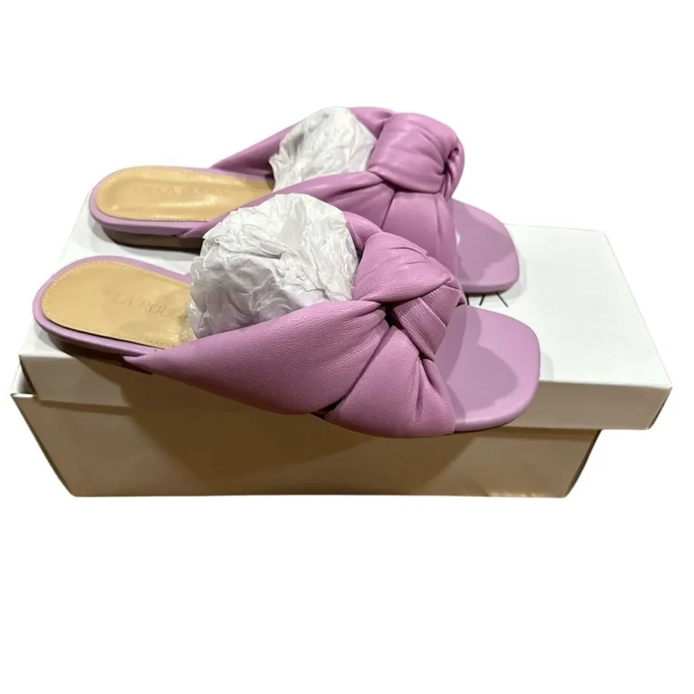 Revolve Villa Rouge Maddox Lilac Puffy Ruched Sandal Slides